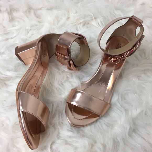 small gold block heels